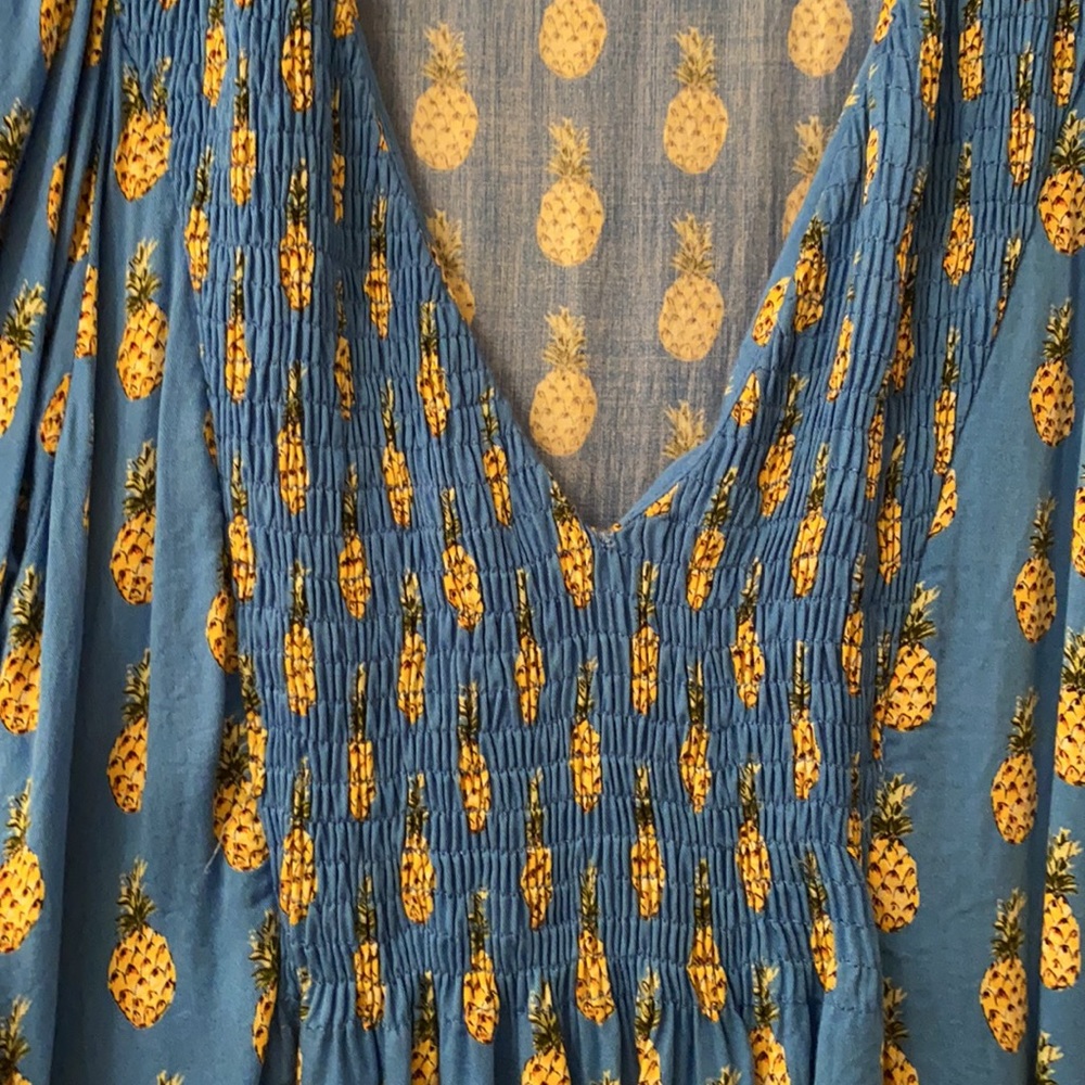 Zara Pineapple Pattern Deep V Blouse - image 4